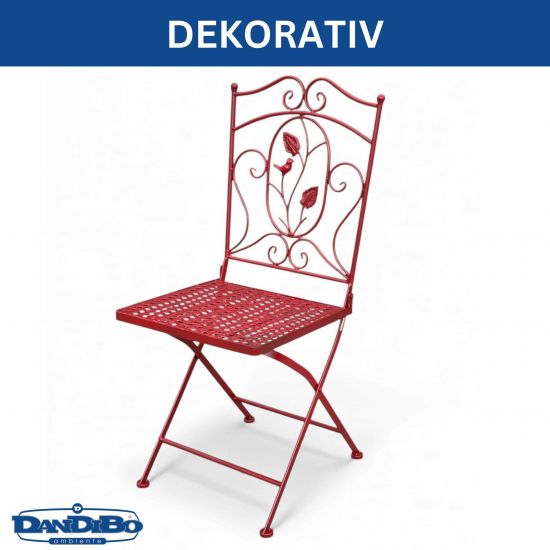 DanDiBo Folding Garden Chair Antique Red Metal Rosso Weatherproof 90 cm 96710 Metal Chair Iron Chair Balcony Chair Terrace Chair Bistro Chair Folding Chair