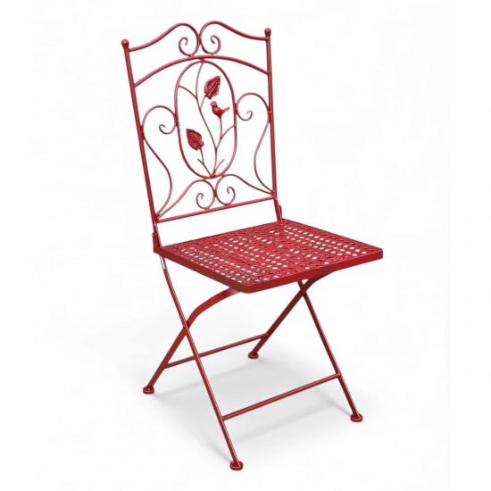 DanDiBo Folding Garden Chair Antique Red Metal Rosso Weatherproof 90 cm 96710 Metal Chair Iron Chair Balcony Chair Terrace Chair Bistro Chair Folding Chair