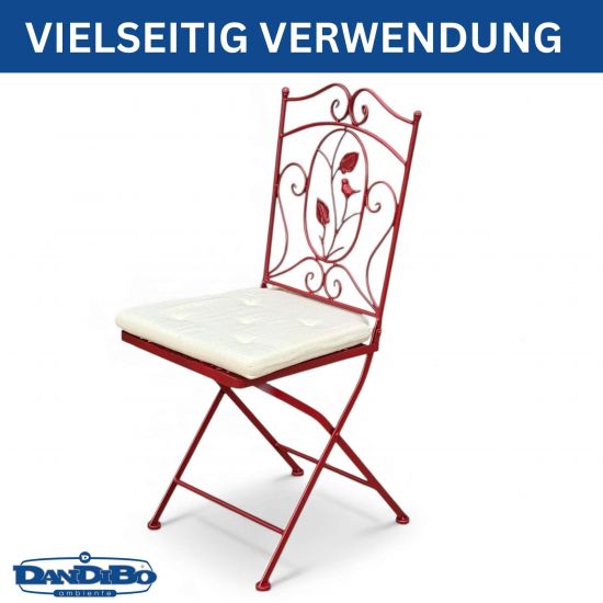 DanDiBo Folding Garden Chair Antique Red Metal Rosso Weatherproof 90 cm 96710 Metal Chair Iron Chair Balcony Chair Terrace Chair Bistro Chair Folding Chair