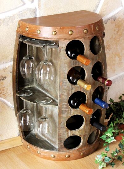 Weinregal Weinfass 1547 Beistelltisch Schrank Fass aus Holz 65cm Weinbar Bar Wandtisch Flaschenregal