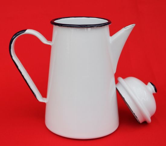 Coffee can No. 578TB enamelled 22cm 1,3 L Water can Jug Watering can Enamel (white)