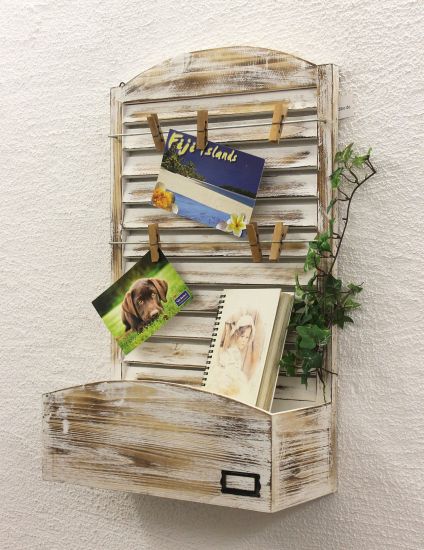 Memoboard mit Briefablage YX-14B415 Pinnwand 65cm Wandregal Memotafel Shabby