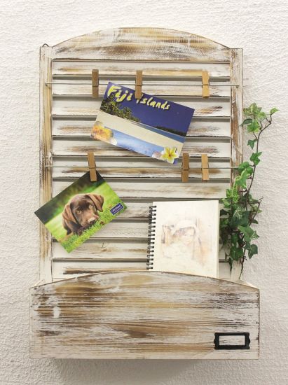 Memoboard mit Briefablage YX-14B415 Pinnwand 65cm Wandregal Memotafel Shabby