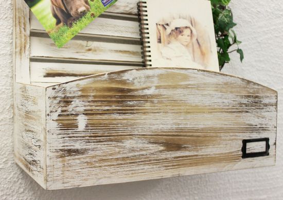 Memoboard mit Briefablage YX-14B415 Pinnwand 65cm Wandregal Memotafel Shabby