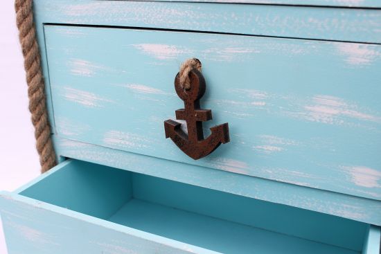 Boot Kommode 412-BL 117cm Badregal Blau Shabby Schrank Badschrank Badmöbel Regal