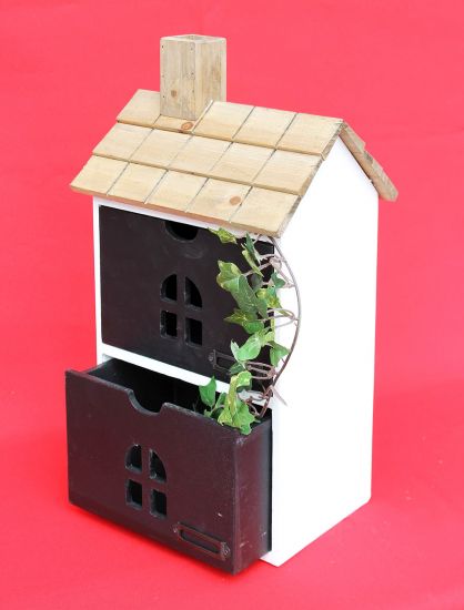 Minikommode Haus Kommode 14B407 Schrank mit 2 Schubladen 43cm Ordner Küchenregal