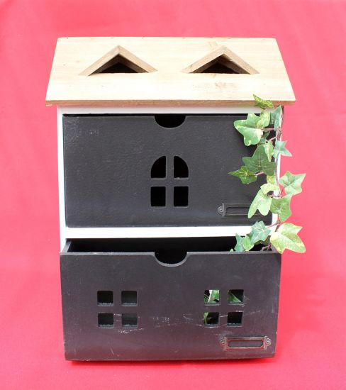 Minikommode Haus Kommode 14B410 Schrank mit 2 Schubladen 38cm Ordner Küchenregal