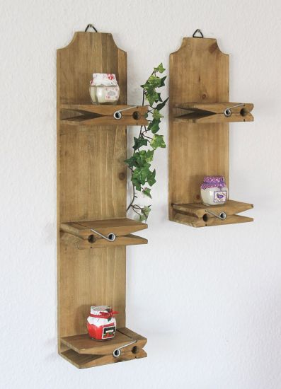 Wallmounted shelves 14B460-61 2er Set Seedbox 39cm and 64cm Clothes peg Console