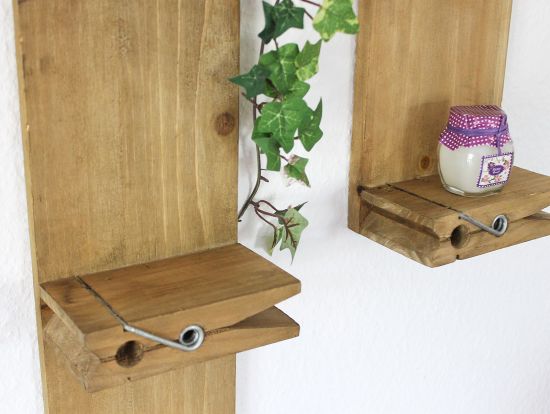 Wallmounted shelves 14B460-61 2er Set Seedbox 39cm and 64cm Clothes peg Console