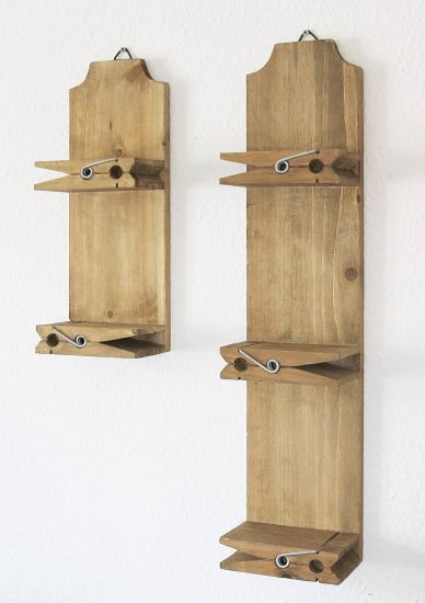 Wallmounted shelves 14B460-61 2er Set Seedbox 39cm and 64cm Clothes peg Console