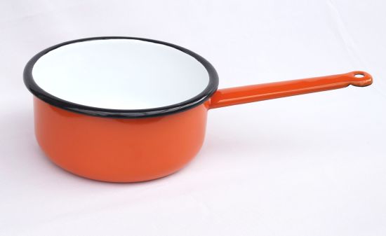 Sauce pan Pot 515/18 enamelled 20cm Enamel casserole Pot coated with enamel   enamelled pan  (orange)