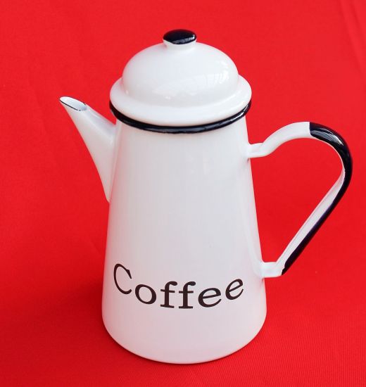 Coffee can No. 578TB  enamelled 22cm 1,3 L Water can Jug Watering can Enamel (Caffee white)