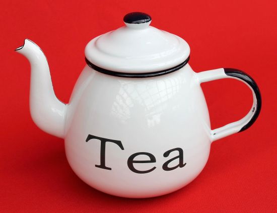 Teekanne 582AB TEA Weiß emailliert 14cm Wasserkanne Kanne Kaffeekanne Emaille Nostalgie