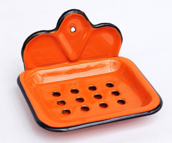 Soap dish 618 Soap holder 13cm enamelled Cottage Style Enamel Soap  (orange)