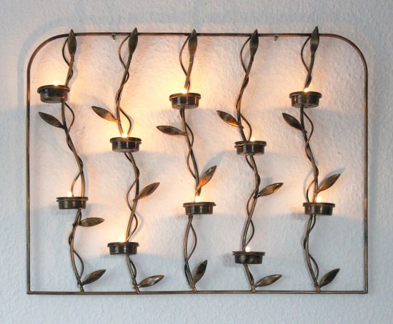 Wandteelichthalter 10-0370 Wandkerzenhalter aus Metall 53cm Teelichthalter