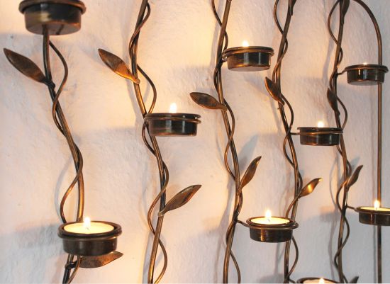 Wall tea light holder 10-0370 Metal wall candle holder 53 cm Tea light holder