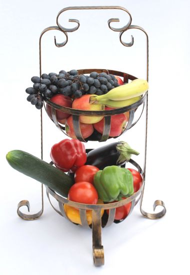 Etagere Obstkorb 10-320 Gemüsekorb 62cm Küchenregal mit 2 Körbe Obstschale Korb