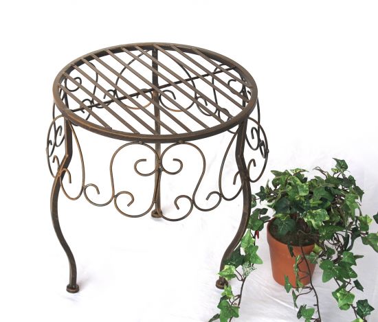 DanDiBo Flower Stool Metal Brown Round 30 cm Flower Stand 140129 M Side Table Plant Stand Small