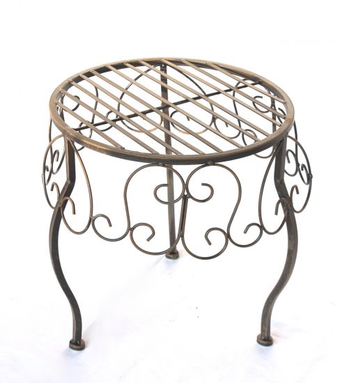 DanDiBo Flower Stool Metal Brown Round 35 cm Flower Stand 140129 XL Side Table Plant Stand Small