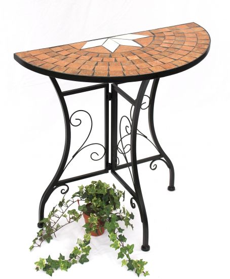 DanDiBo table semicircular console table wall table 120041 side table metal mosaic 70 cm