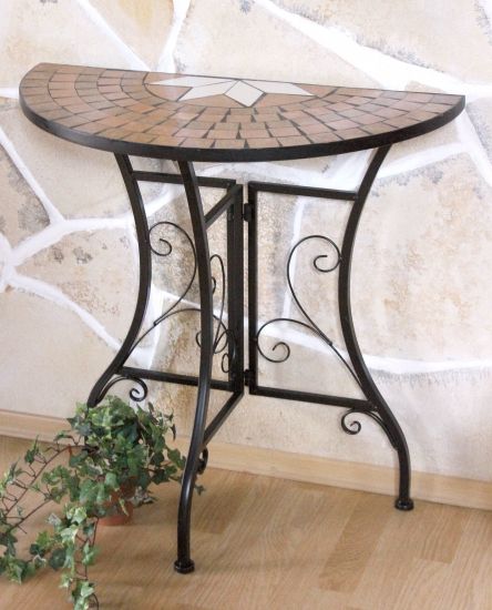 DanDiBo table semicircular console table wall table 120041 side table metal mosaic 70 cm