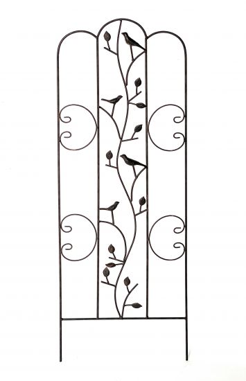 DanDiBo Rankhilfe Metall mit Vögel Blumengitter 110 cm Freistehend Rankgitter 1858 Steckzaun Kletterhilfe Zaun
