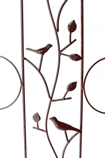 DanDiBo Rankhilfe Metall mit Vögel Blumengitter 110 cm Freistehend Rankgitter 1858 Steckzaun Kletterhilfe Zaun