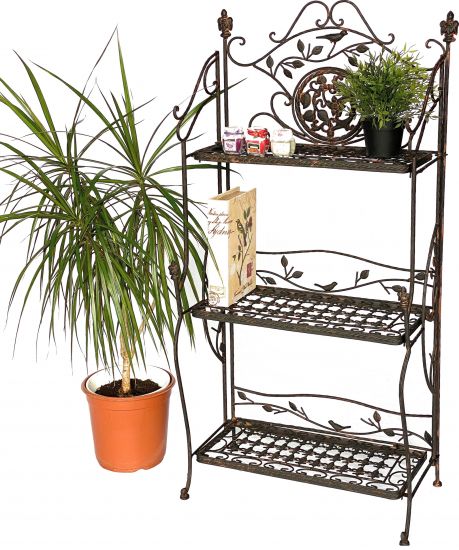 DanDiBo Shelf Metal Vintage 1844 Standing Shelf Antique 123 cm Bookshelf Kitchen Shelf Folding Shelf