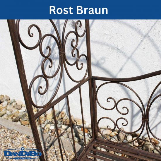 DanDiBo Rosenbogen mit Sitzbank Metall Stabil 120 cm Breit 120852 Rankgitter Bank Spalier Pergola