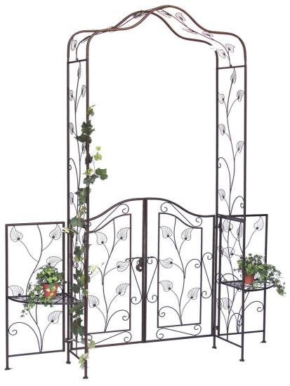 Rose arch with gate 101759 made from metal Garden gate 236x186cm Growth support
