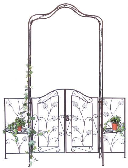 DanDiBo Rosenbogen mit Tor Tür aus Metall 101759 Gartentor 236x186 cm Schmiedeeisen Rankgerüst