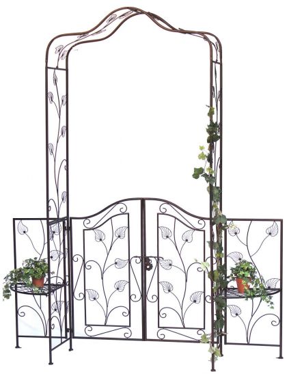 DanDiBo Rosenbogen mit Tor Tür aus Metall 101759 Gartentor 236x186 cm Schmiedeeisen Rankgerüst