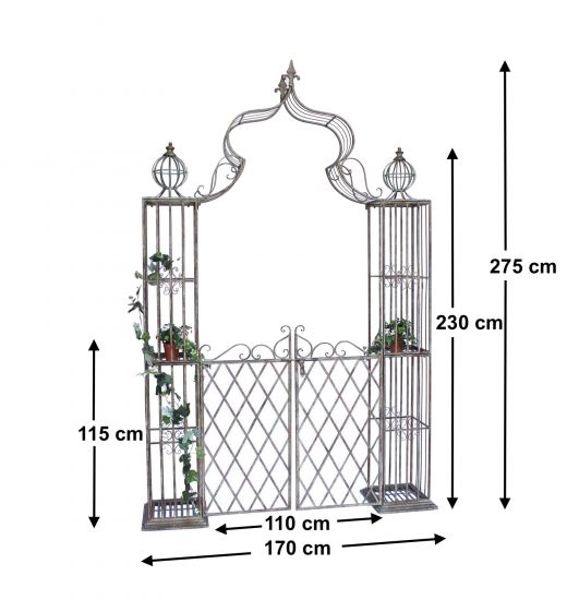 DanDiBo Rose arch with gate Metal gate 275x170 cm Round arch Archway Pergola 110241 Wrought iron climbing aid Garden gate