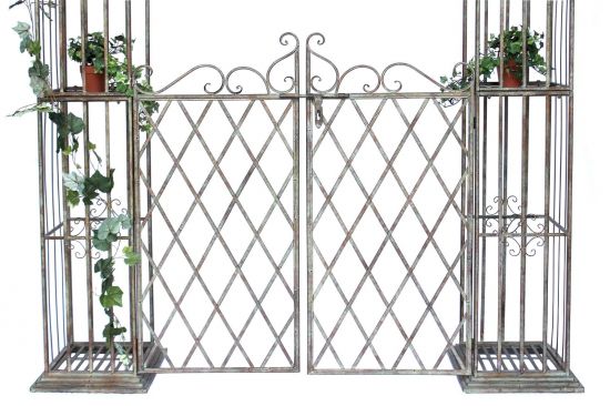 DanDiBo Rose arch with gate Metal gate 275x170 cm Round arch Archway Pergola 110241 Wrought iron climbing aid Garden gate