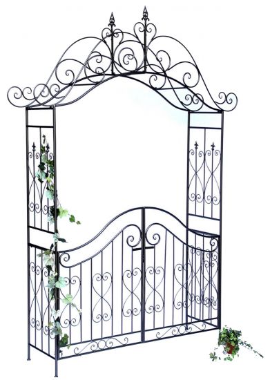 Rose arch with gate 131872 made from metal Garden gate 282x160cm Plant support