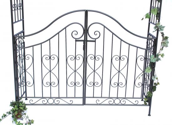 Rosenbogen mit Tor Pforte 131872 aus Metall Gartentor 282x160cm Rankgerüst