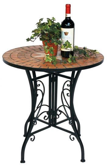 DanDiBo Tisch Mosaik Metall Mosaiktisch Ø 60 cm 12001 Gartentisch Mediterran Wetterfest Bistrotisch Beistelltisch Garten mit Naturstein