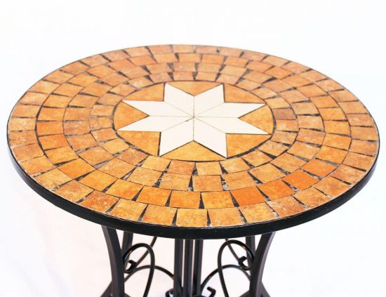 DanDiBo table mosaic metal mosaic table ? 60 cm 12001 garden table Mediterranean weatherproof bistro table side table garden with natural stone