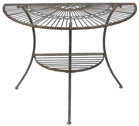 DanDiBo Tisch Halbrund Wandtisch Malega 100531 Beistelltisch aus Metall 100 cm Gartentisch Halbtisch Halbrundtisch Wandkonsole Konsole Wand