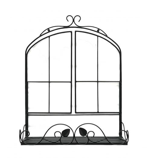 DanDiBo Wandblumenhalter Fenster Schwarz Metall Wand Blumenständer Blumenregal Wandregal Regal