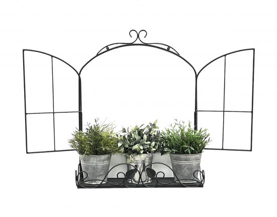 DanDiBo Wandblumenhalter Fenster Schwarz Metall Wand Blumenständer Blumenregal Wandregal Regal
