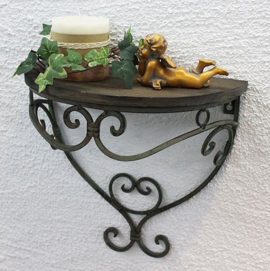 Wandregal 12095 Wandkonsole 31cm "Malega" S aus Metall mit Holzablage Badregal