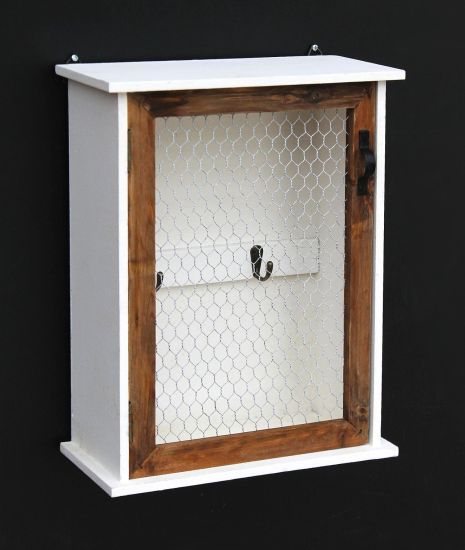 Schlüsselregal Holz Weiß Briefablage Wandregal Schlüsselkasten 12045 Regal 42 cm Vintage Shabby Landhaus Küchenregal