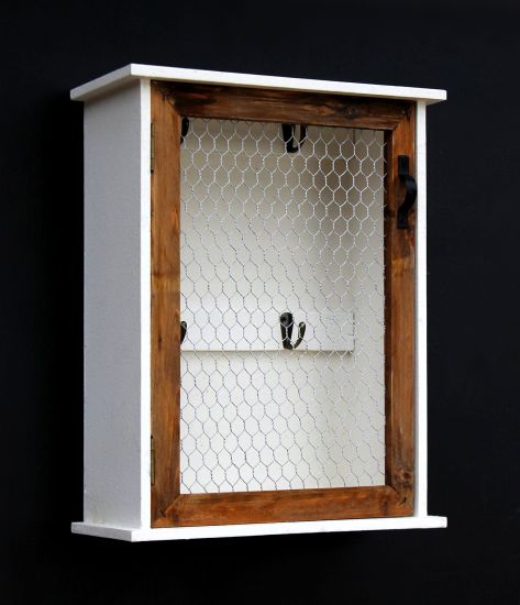 Schlüsselregal Holz Weiß Briefablage Wandregal Schlüsselkasten 12045 Regal 42 cm Vintage Shabby Landhaus Küchenregal