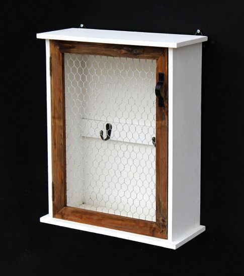 Schlüsselregal Holz Weiß Briefablage Wandregal Schlüsselkasten 12045 Regal 42 cm Vintage Shabby Landhaus Küchenregal