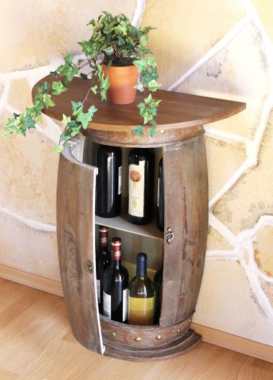 Sideboard Table Wine barrel 0373-R brown Cupboard Wine Shelf Barrel 73cm Side table