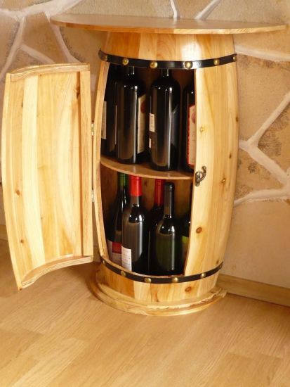 Sideboard Table Wine barrel 0373 Cupboard Wine Shelf Barrel wooden 73cm Side table Console