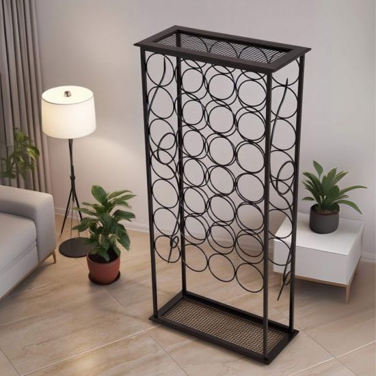 DanDiBo Wine Rack Metal Black Free-Standing Bottle Rack 100 cm Rico Modern Wine Rack Wine Stand Wine Bottle Holder