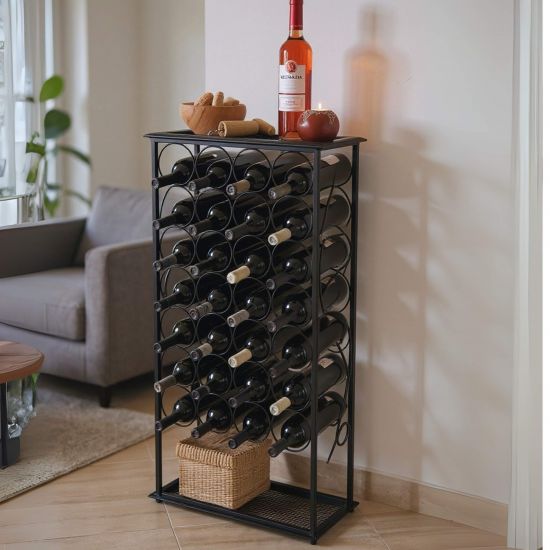 DanDiBo Wine Rack Metal Black Free-Standing Bottle Rack 100 cm Rico Modern Wine Rack Wine Stand Wine Bottle Holder