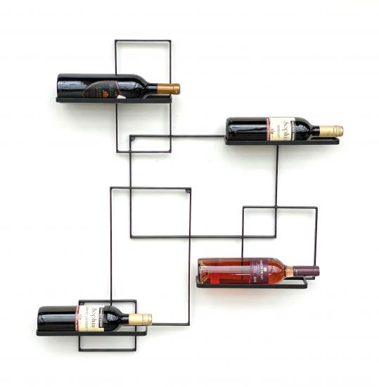 Weinregal Metall Schwarz Black Line Flaschenständer Flaschenregal Flaschenhalter Wandregal